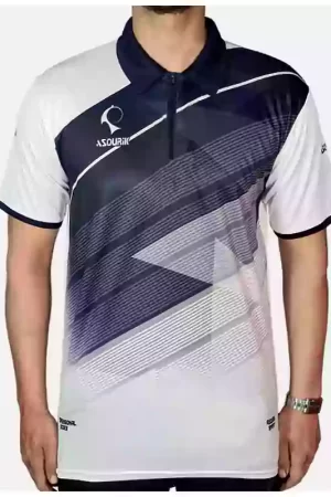 تیشرت نیم زیپ چاک دار طرح هاشور هندسی